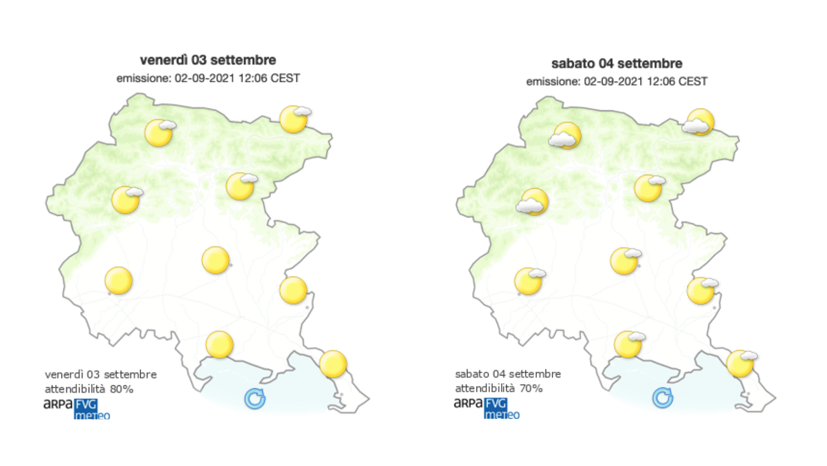 Immagine per Meteo, cielo sereno sul Goriziano con venti a regime di brezza